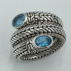 ❤John Hardy Blue Topaz coil ring snake ring